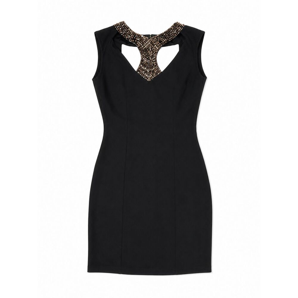 Little Mistress London Black racer back with brown bead embellishment women's 6 - Picture 1 of 11
